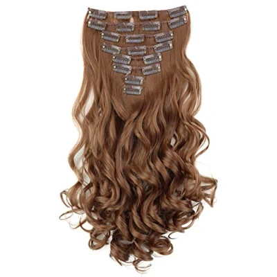 Abbildung von CAISHA XXL 35cm 8 Teile Set CLIP IN EXTENSIONS Haarverlängerung Haarteil Voluminös Gewellt Mittelbraun CES108 1