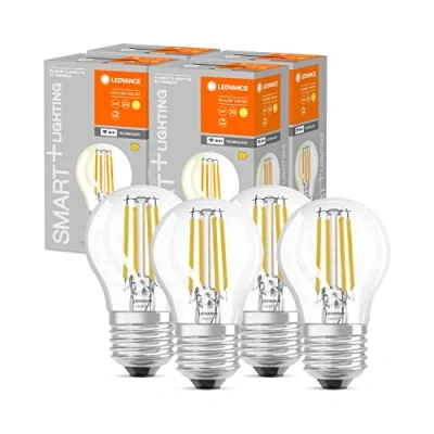 Abbildung von LEDVANCE Smarte LED Lampe mit Wifi Technologie, Sockel E27, Dimmbar, Warmweiß (2700K), Tropfenform, Klares Filament, Ersatz für herkömmliche 40W Glühbirnen, steuerbar Alexa, Google &amp; App, 4er Pack