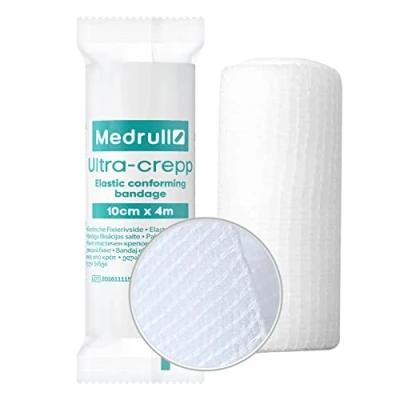 Abbildung von Medrull 10cm x 4m Mullbinden Set Fixierbinden Groß Verbandsmaterial ULTRA CREPP 10 Stück