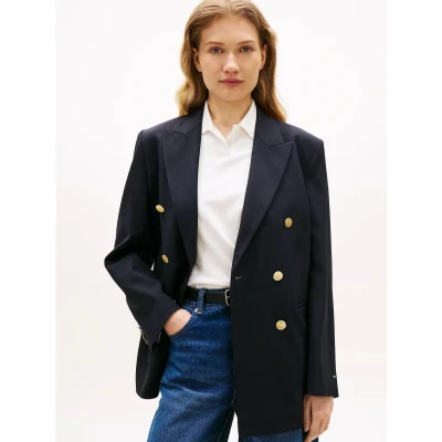 Abbildung von Tommy Hilfiger Timeless WOOL Blend Relaxed Double Breasted Blazer Blazer, Damen, Größe: 36, Dark night navy