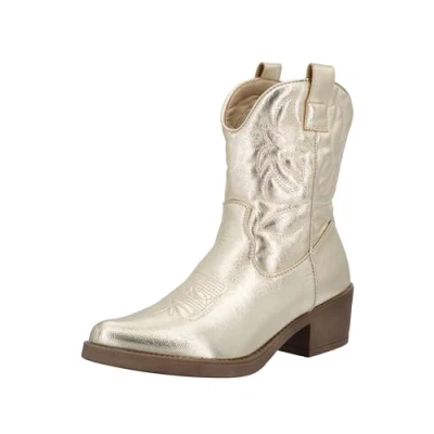 Abbildung von Elara Damen Stiefeletten Cowboy Boots Chunkyrayan DES952P Golden PU 40