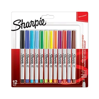 Abbildung von Sharpie Permanent Marker mit ultrafeiner Spitze, 12er Packung, farblich sortiert