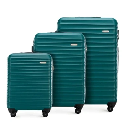 Abbildung von WITTCHEN Reisekoffer 3er Koffer Set Rollkoffer Trolley Handgepäck Hartschale aus ABS mit 4 Spinner Rollen Zahlenschloss Teleskopgriff Groove Line Grün