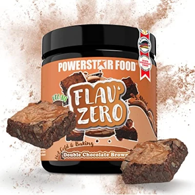 Abbildung von Powerstar FLAV’ ZERO 250 g Geschmackspulver kalorienarm &amp; vegan Deutsche Herstellung Aromapulver für Speisen, Shakes zum Backen Double Chocolate Brownie