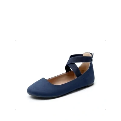 Abbildung von DREAM PAIRS Damen Bequeme Ballerinas Mode Flache Schuhe mit Knöchelwickel und elastischen Kreuzträgern NAVI 42 (EUR) Sole_Stretchy E