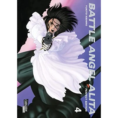 Abbildung von Battle Angel Alita Perfect Edition 4: Neuausgabe der verfilmten Science Fiction Manga Serie über einen weiblichen Cyborg mit Farbseiten und Zusatzmaterial