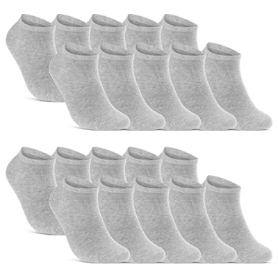 Abbildung von 10 20 30 Paar Sneaker Socken Damen &amp; Herren Schwarz Weiß Baumwolle 10800 WP (Grau 35 38)
