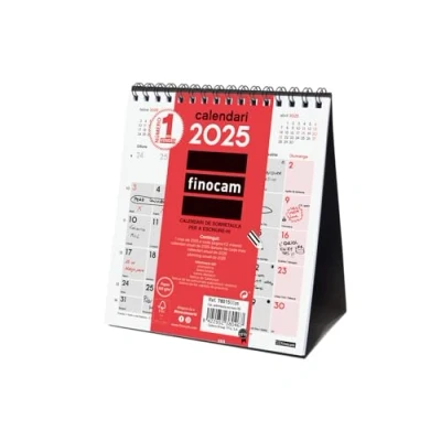 Abbildung von Finocam Neutraler Tischkalender zum Schreiben 2025, Monatsansicht, Januar 2025 Dezember (12 Monate), Katalanisch