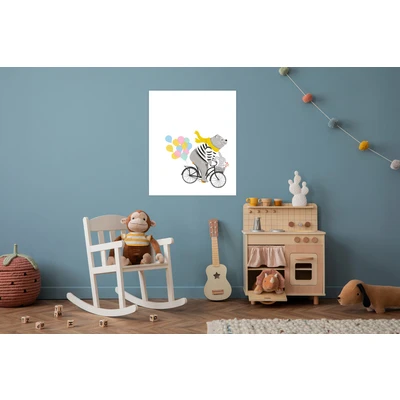 Abbildung von Lüttenhütt Bild mit Rahmen »oder Poster, Bär Hase auf Fahrrad«, Fahrräder Fahrzeuge Fantasy Luftballon Tiere, (1 St.), HD Premium Druck
