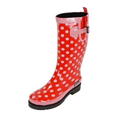 Abbildung von MADSea Damen Gummistiefel Ocean High Langschaft, Rot mit weißen Punkten, 38 EU