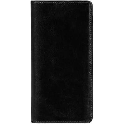 Abbildung von Time Resistance Schwarz Leder Anzug Geldbörse Vollnarbenleder Geldbeutel hergestellt in Italien Schlankes Portemonnaie 100% Brusttasche Hohes Billfold Kartenetui Slim Suit Wallet