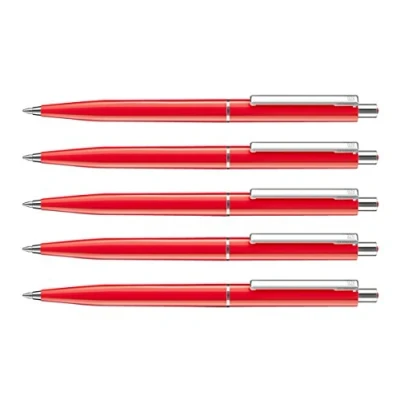 Abbildung von allpremio 25 Stück Kugelschreiber ROT Qualität Mine Strichstärke M dokumentenecht nach ISO 12757 2 Sparpack Druckkugelschreiber mit Metall Clip nachfüllbar