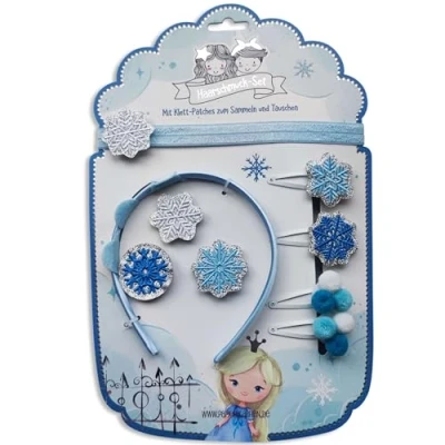 Abbildung von Papierdrachen Haarschmuck Set Haarreifen Haarband Klett wechselbare Patches im Design *Eisprinzessin * Schöne kreative Haar Accessoires für Mädchen 6
