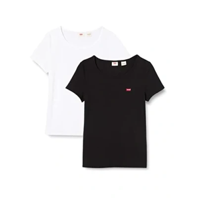 Abbildung von Levi&#039;s TEE 2 PACK Tshirt basic, Damen, Größe: Small, White/mineral black
