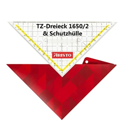 Abbildung von Aristo AR18052B TZ Dreieck AR1650/2 inkl. Geocover Schutzhülle (Hypotenuse 22,5cm, fester Griff, Tuschenoppen, mit Lochung und Magnetverschluss) basic