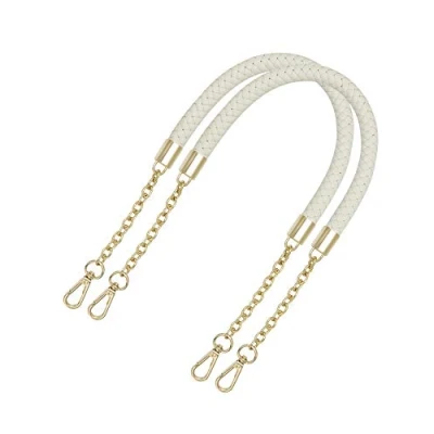 Abbildung von besbomig 2 Stück Taschengurt Schultergurt Ersatz PU Taschengriff Geflochtene Handtasche Strap Tasche Kette 60cm, Beige