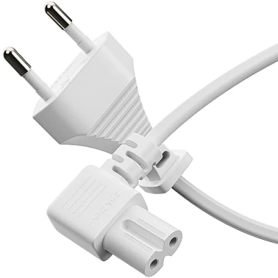 Abbildung von sonero Stromkabel Netzkabel 2 Polig, 1.50m, Eurostecker Typ C Netzstecker auf IEC Buchse C7 Euro 8 Stecker, 90 Winkel Netzteil Strom Kabel für TV, PS5, PS4, PS3, Haushaltsgeräte, schwarz