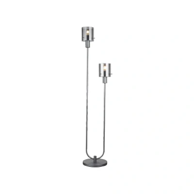 Abbildung von Brilliant Stehlampe »Riffelini«, 2 flammig, Leuchtmittel E27 ohne Leuchtmittel, 152 x 28 34 cm, E27, geriffeltes Rauchglas, anthrazit