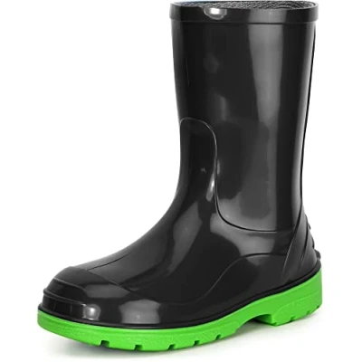 Abbildung von Ladeheid Gummistiefel Kinder Hohe wasserdichte Regenstiefel für Jungen und Mädchen LA 939 (Schwarz/Grün, 35 EU)