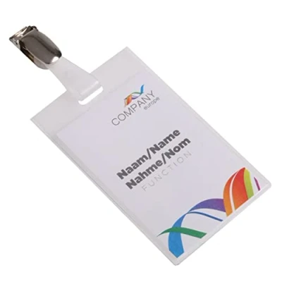 Abbildung von OPUS 2 Ausweishülle mit Metall Clip, vertikal, 121287, 90x60mm, Transparent.