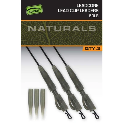 Abbildung von Fox Naturals Leadcore PG Lead Clip Leaders 75cm (50lb) (3 Stück) Karpfen Vorfächer