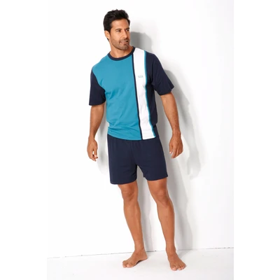 Abbildung von H.I.S Rundhals Nachtwäsche Set, Herren, Größe: M/L, Navy /türkis/weiß