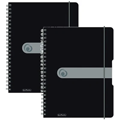Abbildung von Herlitz 11293073 Spiralblock A4 to go, Holzfreies Papier, 80 Blatt, schwarz, 2 Stück