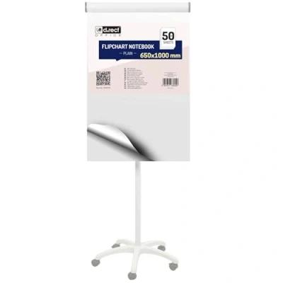Abbildung von D.RECT 1 x Flipchart Block, Blanko, Weiss, 80 g/qm Papier, 650x1000, 5 fach Lochung, Block mit 50 Blatt