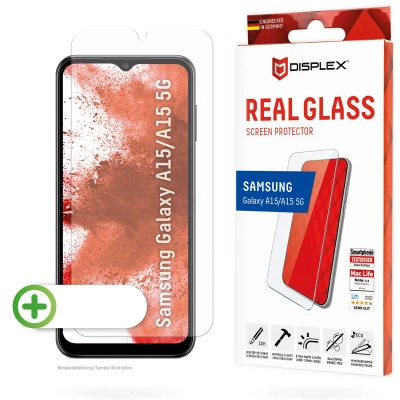 Abbildung von Samsung Galaxy A15 (4G) Panzerglas Displex Real Glass 2D Bildschirmschutzfolie für das (5G/4G)