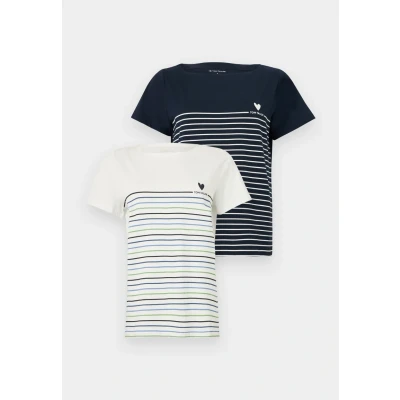Abbildung von TOM Tailor 2 PACK Tshirt print, Damen, Größe: XS, Sky captain blue