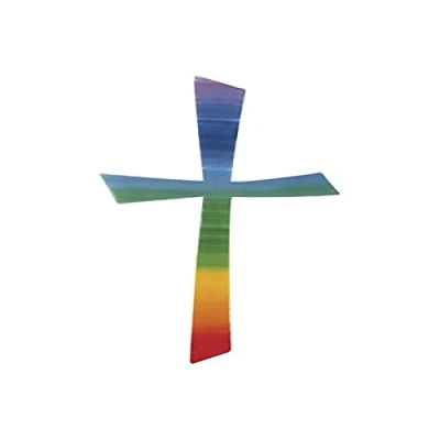 Abbildung von Rayher HOBBY Wachsmotiv Kreuz, Regenbogen, 10,5 x 5,5 cm, 1 Stück, zum Kerzen verzieren, Verzierwachs für z.B. Taufkerze, Kommunionkerze, 31499000