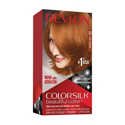 Abbildung von Revlon Permanente Haarfarbe, Permanentes Haarfärbemittel, Colorsilk mit 100 % Grauabdeckung, Ammoniakfrei, Keratin und Aminosäuren, 53 Helles Rotbraun.