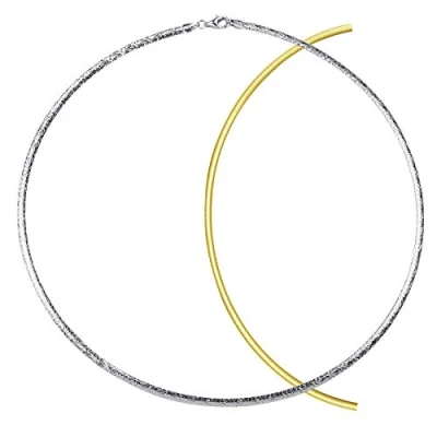 Abbildung von MATERIA Halskette Damen Collier Silber 925 Wende Kollier 42 cm Gold vergoldet Tonda Kette Halsreif Hochzeit CO 18 42cm
