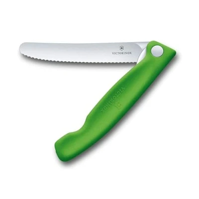Abbildung von Victorinox Swiss Classic, Profi Tomaten und Tafelmesser, Extra Scharfe Klinge, Wellenschliff, 11 cm, Rostfreier Stahl, grün