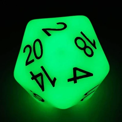 Abbildung von Bescon Jumbo Glowing D20 38MM, Big Size 20 Sides Dice Jade Glow In Dark, Faces Cube 1.5 inch
