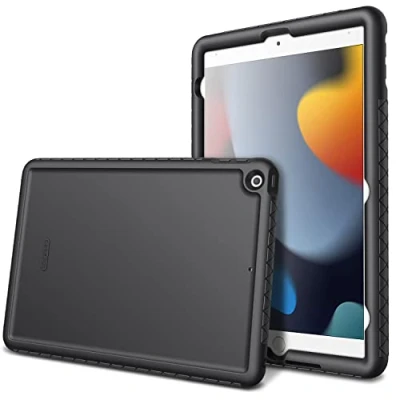 Abbildung von Fintie Silikon Hülle für iPad 10,2&quot; Zoll 2021/2020 / 2019 (9. 8. und 7. Generation) Anti Rutsch Schutzhülle mit verstärkten Ecken Kanten, rutschfeste Stoßfeste Cover, Schwarz