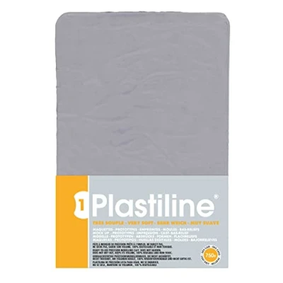 Abbildung von J. Herbin 7640T Plastiline, 750g, Härte sehr weich, ideal zum Modellieren, 100% wiederverwendbar, Hellgrau