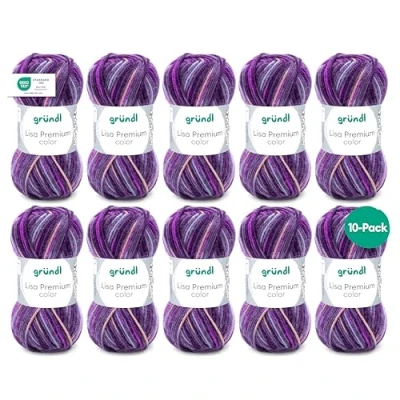 Abbildung von Gründl Lisa Premium color (Strick &amp; Häkelgarn mit wollähnlichem Charakter aus 100 % Polyacryl, 50 g / 133 m, Nadelstärke: 3,5 4,5, 10 x g), brombeere fuchsia lila