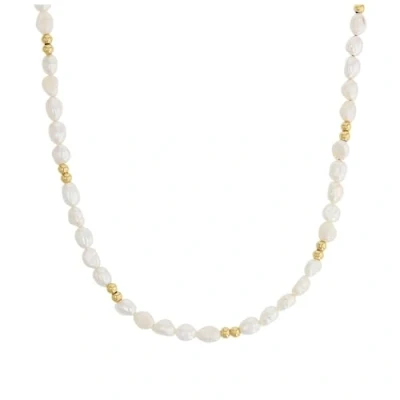 Abbildung von NOELANI Kette mit Anhänger 925 Sterling Silber Damen Halsschmuck, Süßwasserzuchtperle, 37+5 cm, Gold, Kommt in Schmuck Geschenk Box, 2031716