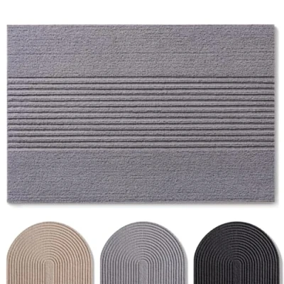 Abbildung von Blumtal Fußmatte 40x60 cm rutschfeste Schmutzfangmatte Fußabtreter mit Muster Fußmatten Haustür Türmatte aus Polyester innen/Schmutzfangmatte außen/Türvorleger Hellgrau