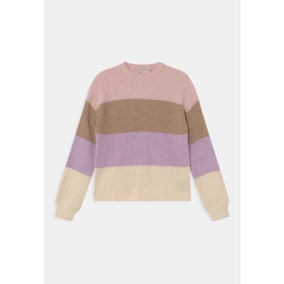Abbildung von Kids ONLY Kogsandy Stripe Strickpullover für Kinder, Größe: 110/116, Sepia rose/toasted coconut/crocus petal/whitecap gray