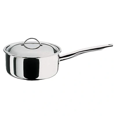 Abbildung von Spring CRISTAL Stielkasserolle mit Deckel Ø: 16 cm, Höhe: 7,5 cm 1,4 ltr rostfreier Edelstahl Topf induktionsgeeignet und für alle anderen Herdarten spülmaschinenfest Kochtopf