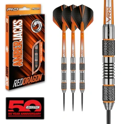 Abbildung von RED DRAGON Amberjack Series Steel Tip Profi Dartpfeile Set mit Flights und Schäfte (5, 22G)