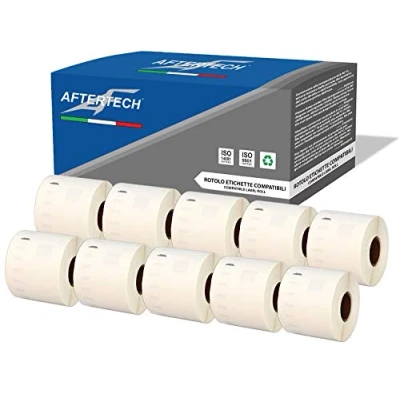 Abbildung von Aftertech 10x 99015 54x70mm Rollen kompatible Klebeetiketten (320 Etiketten/Rolle = 3200 insgesamt) für Dymo LabelWriter Seiko SLP Etikettendrucker S0722440 10x99015