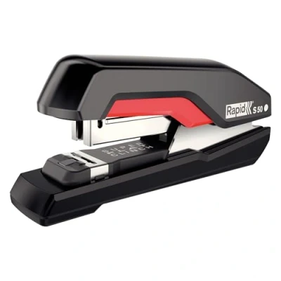 Abbildung von Rapid Tacker, 50 Blatt Kapazität, Flachheftgerät, Schwarz/Rot, Ergonomisch, Kunststoff, S50, 5000544