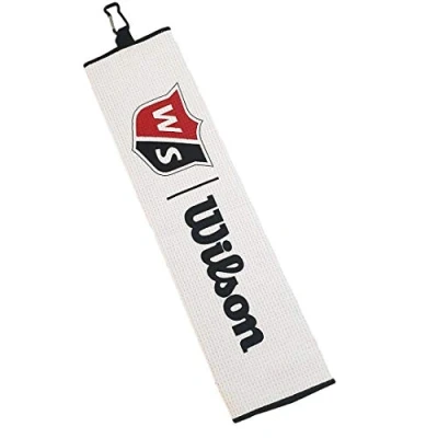 Abbildung von Wilson Staff Unisex Golf Handtuch, Dreifach gefaltet, TRI FOLD, Mikrofaser, Weiß, Einheitsgröße, WGA9000101