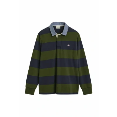Abbildung von GANT Herren REG Chambray Stripe Heavy Rugger Polohemd, Grün, M