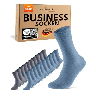 Abbildung von 10 Paar Premium Socken Herren Damen Baumwolle Komfortbund ohne Naht 70101T (Jeansblau 39 42)