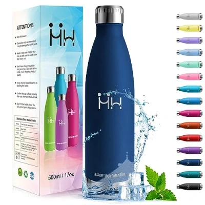 Abbildung von HoneyHolly Trinkflasche Edelstahl, Kinder, 500ML BPA frei, Thermosflasche, Wasserflasche Doppelwandig, Kohlensäure Geeignet, Sport für Fitness, Gym, Fahrrad