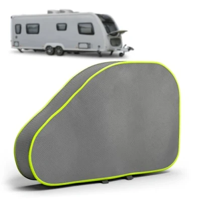 Abbildung von Deichselabdeckung Grau reflektierend für Wohnwagen und Anhänger Deichselhaube mit verstellbaren Gurtschnallen wasserabweisend Anhängerkupplung Abdeckung